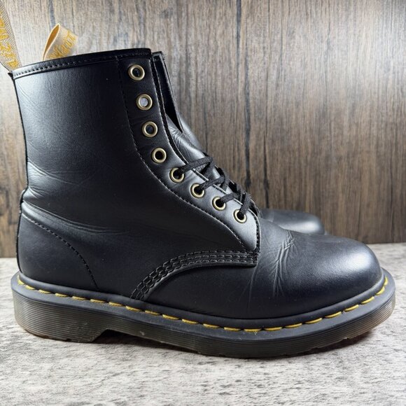 DR MARTENS AIR WAIR FELIX BLACK VEGAN LEATHER 8 EYELET ANKLE BOOTS #14045 MENS 9 - Picture 4 of 9